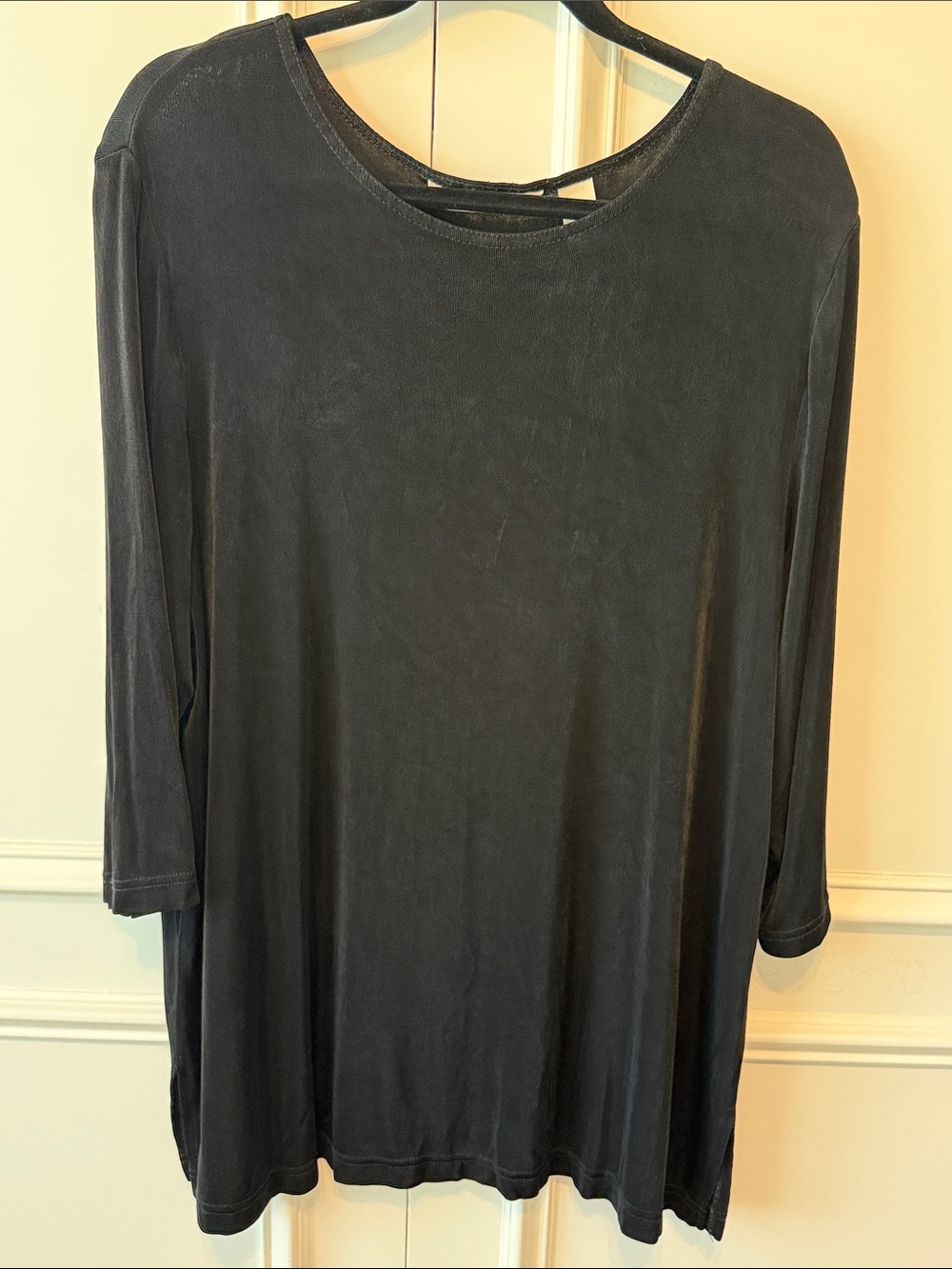 French Laundry Black Women's Long Sleeve Scoop Neck Top